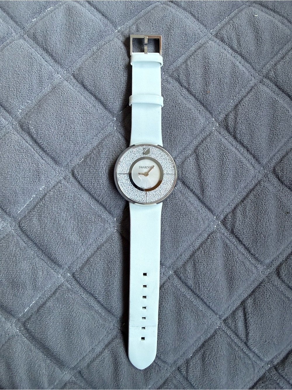 Swarovski White Crystal-Accented Smartwatch with Silver Trim